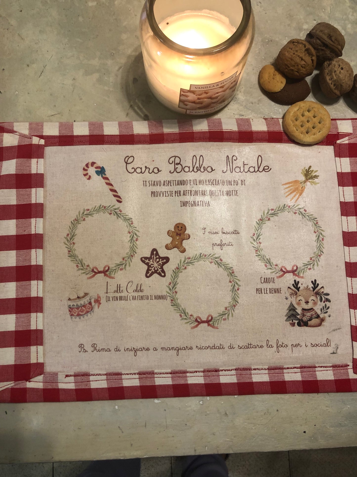 Tovaglietta Personalizzabile "Caro Babbo Natale" - Kit Magico per Aspettare la Vigilia con i Bambini