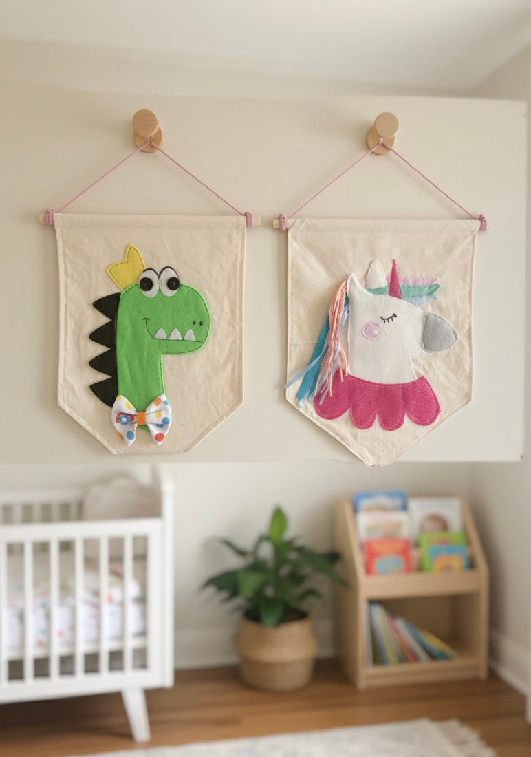 Banner Unicorno in Feltro – Decorazione da Parete per Cameretta Bambina