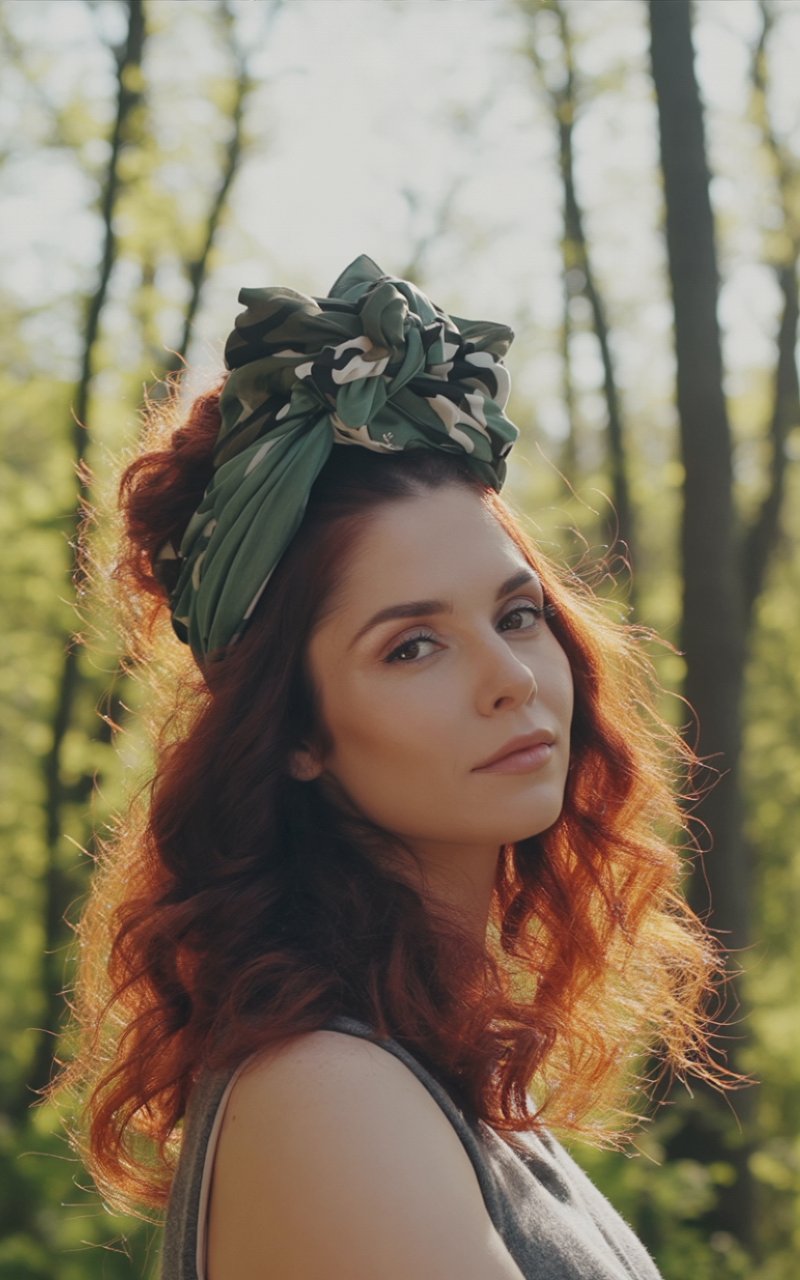 Fascia turbante modellabile «Capo-Camo»: alta, audace e pronta a vestirti con carattere -Mezza Capocchia