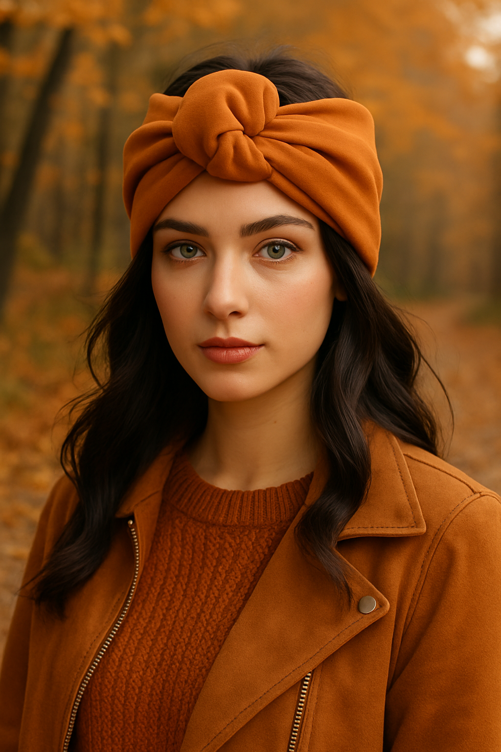 Fascia turbante in velluto "Caramello salato" -Mezza Capocchia