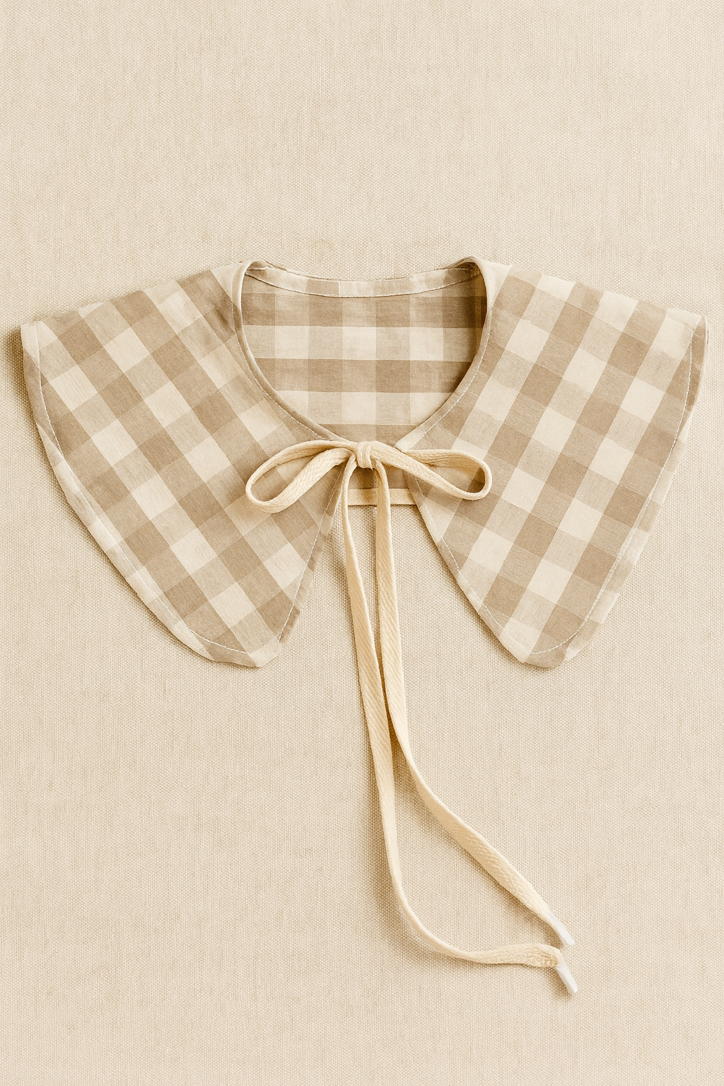 Colletto "Bon Ton"Beige - Large Accessorio Staccabile in Cotone per Look Creativi