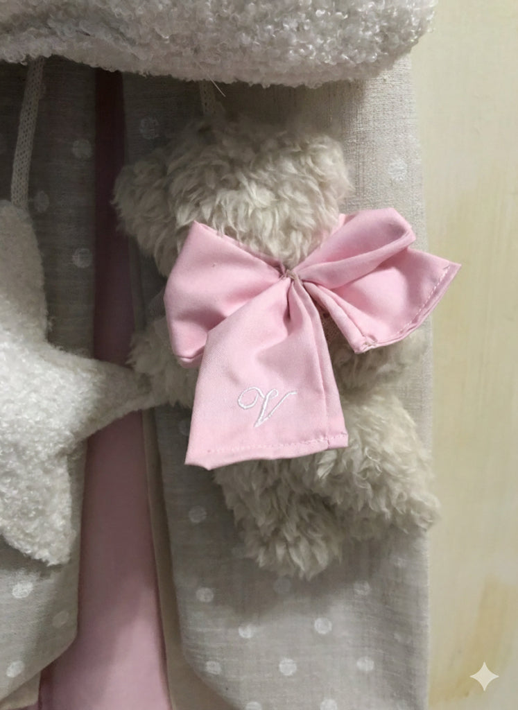 Fiocco Nascita “Veronica” con nuvola ricamata ,orsetto e stellina