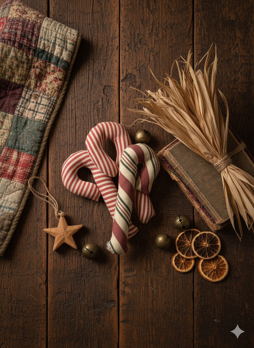 Candy Cane decorativi in tessuto