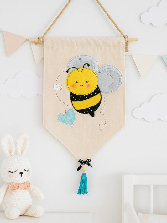 Banner Ape in Stoffa – Decorazione da Parete per Cameretta Bambini Handmade