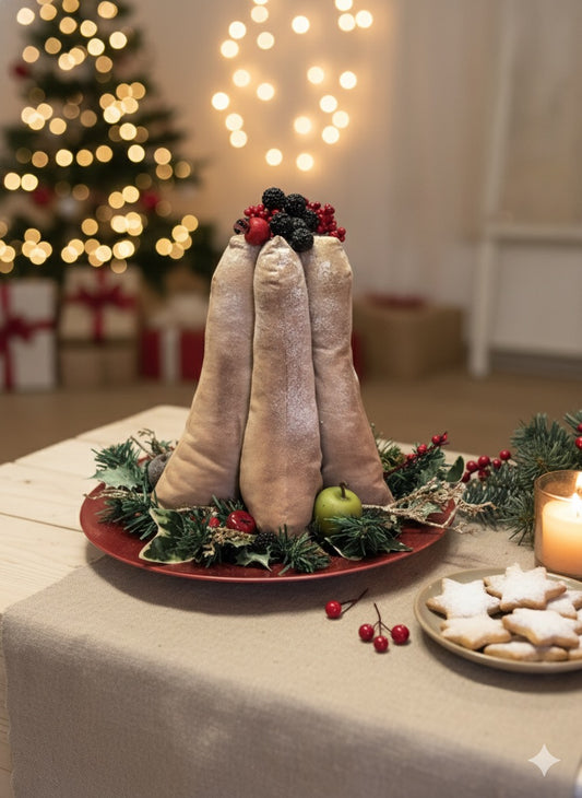 Decorazione a Forma di Pandoro Natalizio - Dolce Finto in Stoffa per Allestimenti Feste