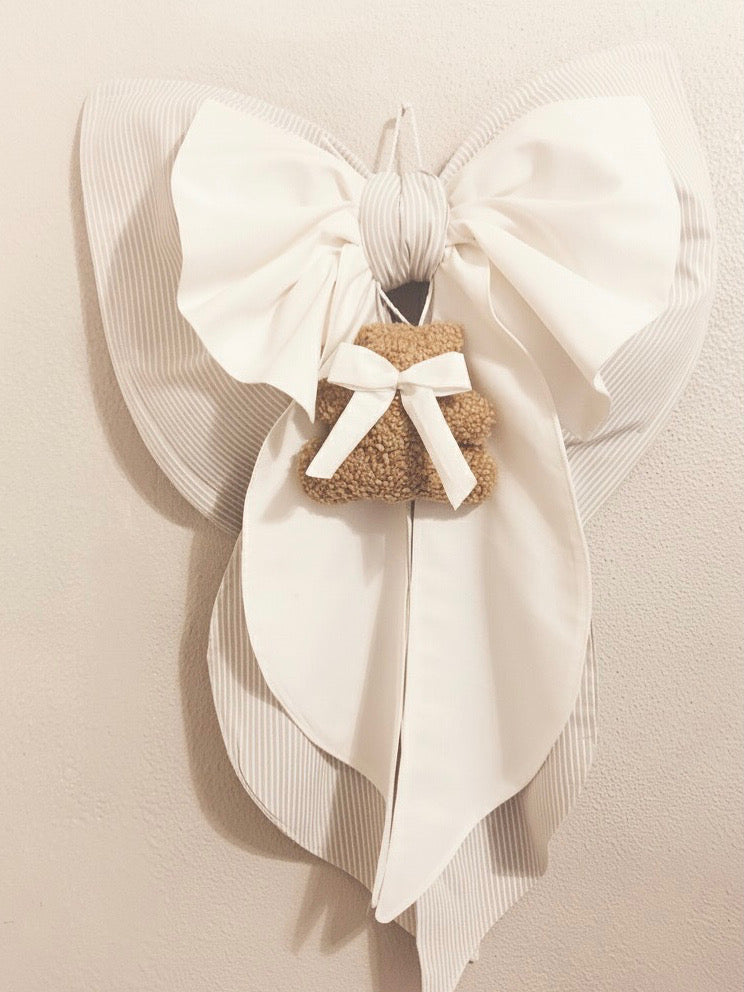 Fiocco nascita Teddy personalizzato – Fiocco beige unisex fatto a mano