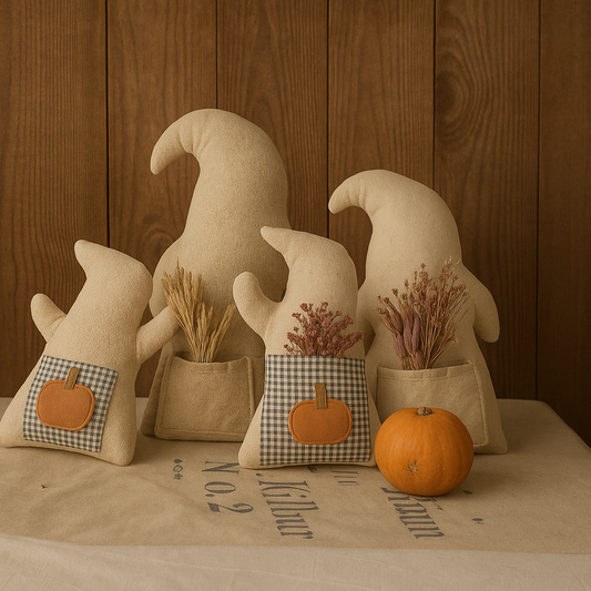 Lino il Fantasmino – Decorazione Autunnale in Stoffa Handmade con Zucca e Fiori