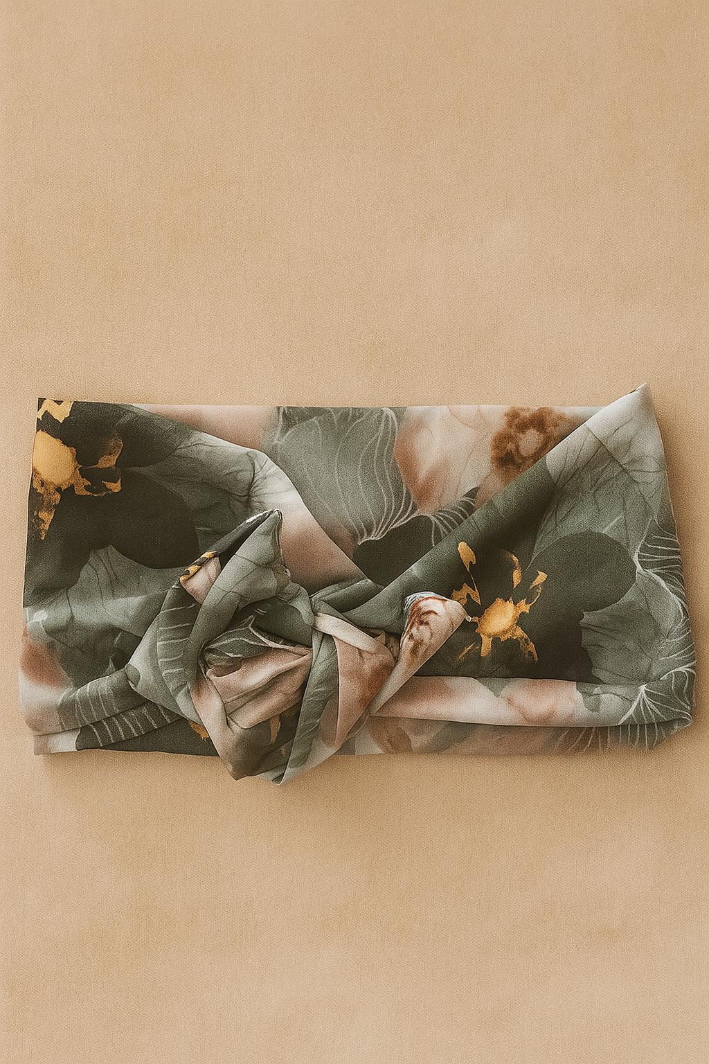 Fascia turbante modellabile Headband-Mezza Capocchia floreale in seta