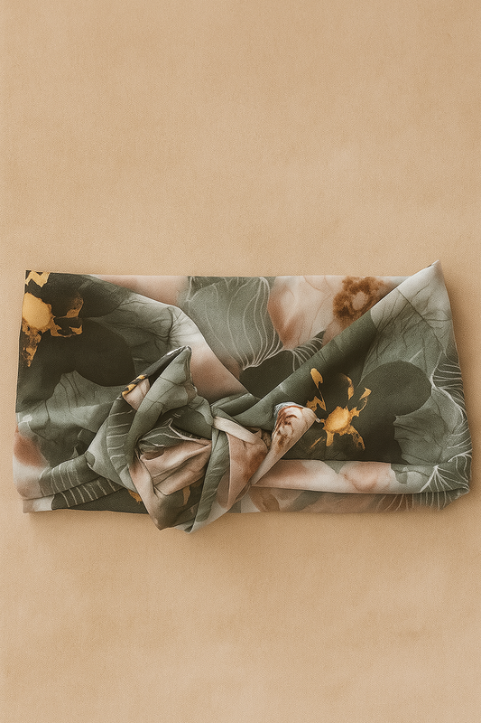 Fascia turbante modellabile Headband-Mezza Capocchia floreale in seta