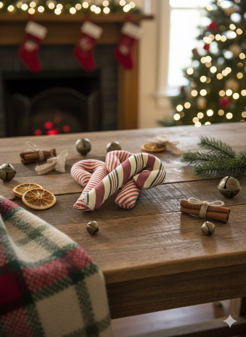 Candy Cane decorativi in tessuto