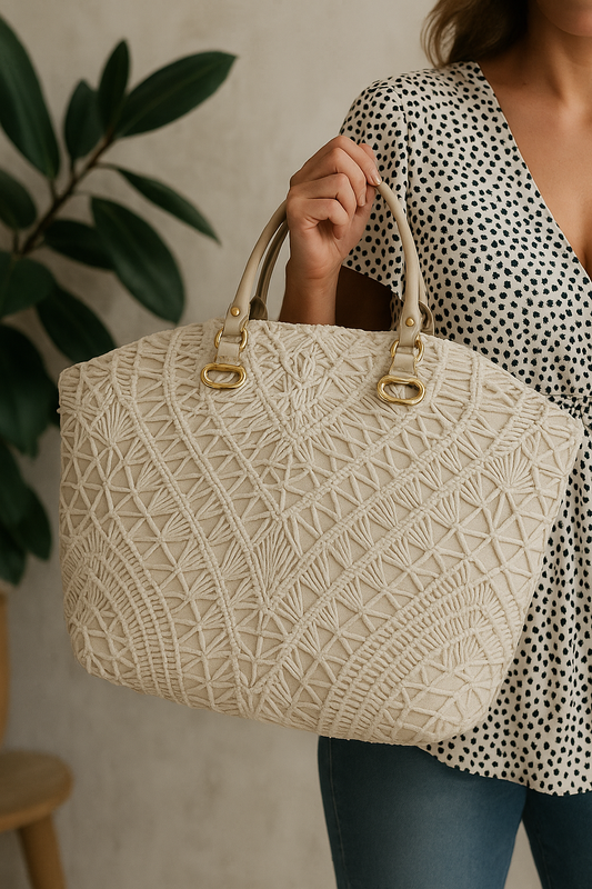 borsa con manici in ecopelle e cerniera
