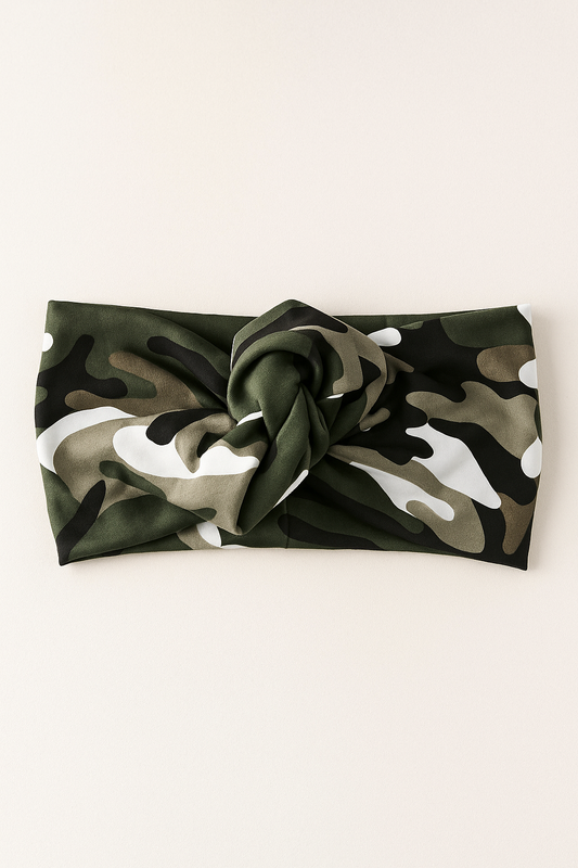 Fascia turbante modellabile «Capo-Camo»: alta, audace e pronta a vestirti con carattere -Mezza Capocchia