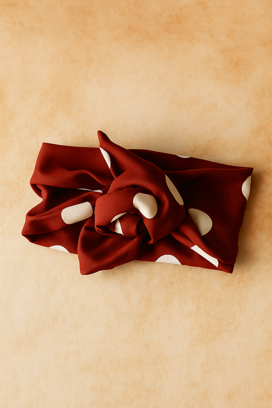 Fascia turbante modellabile Headband-Mezza Capocchia Pois terracotta