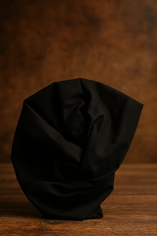 Turbante nero pronto all’uso- Capoccione «Black Velvet Boss»