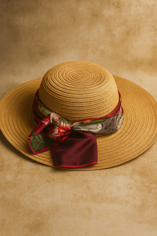 Capatesa Sole&Fiori – Cappello di Paglia con Foulard Tropicale