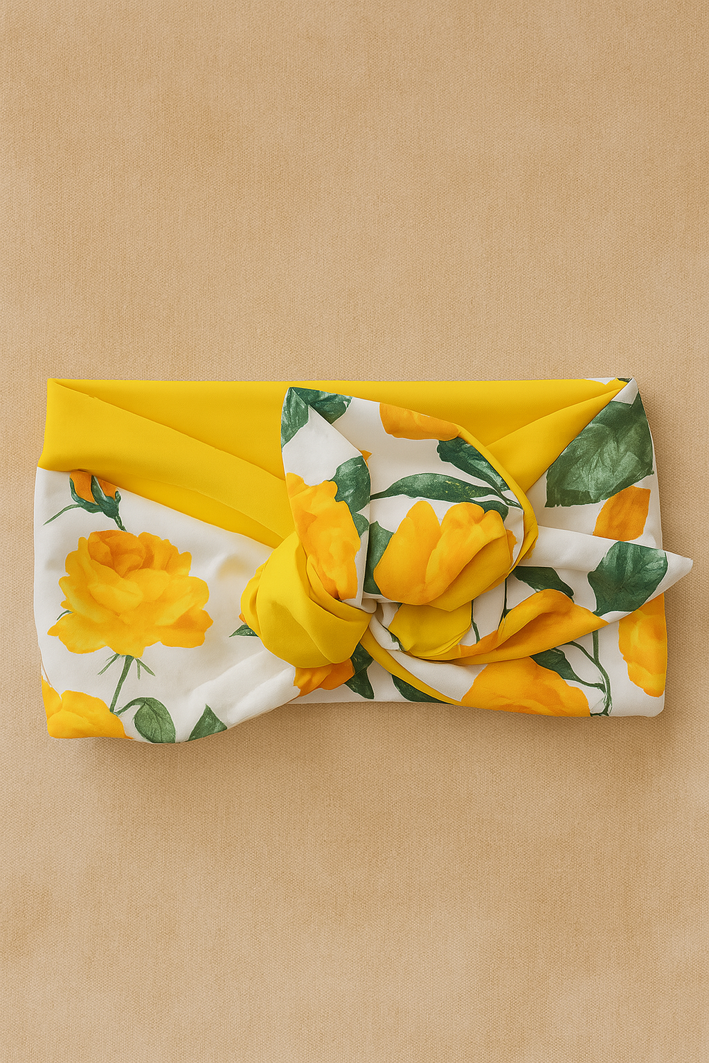Fascia turbante modellabile Headband-Mezza Capocchia Giallo Floreale